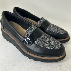Clarks Black and Gray Women's Loafers